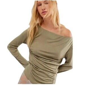 New Intimately Free People Night We Met Ivy League Army Long Sleeve Top Size XS